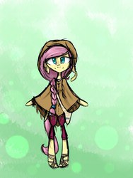 Size: 768x1024 | Tagged: safe, artist:kyra--chan, fluttershy, pony, semi-anthro, g4, bipedal, clothes, female, solo