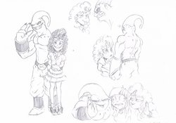 Size: 1024x718 | Tagged: safe, artist:the-blackeye, pinkie pie, twilight sparkle, human, g4, crossover, doodles, dragon ball, dragon ball z, humanized, majin boo, sketch