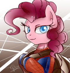 Size: 630x660 | Tagged: safe, artist:supermare, pinkie pie, g4, crossover, male, spider-man