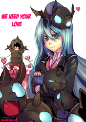 Size: 494x700 | Tagged: safe, artist:bakki, queen chrysalis, changeling, human, nymph, g4, 30 minute art challenge, blushing, clothes, cute, cuteling, female, happy, heart, humanized, looking at you, mommy chrissy, open mouth, simple background, smiling, white background