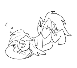 Size: 900x800 | Tagged: safe, artist:emerl-lad12, derpy hooves, pegasus, pony, g4, female, mare, monochrome, sleeping, solo