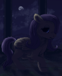 Size: 872x1070 | Tagged: safe, artist:krooku, fluttershy, g4, female, moon, night, solo