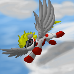 Size: 2600x2600 | Tagged: safe, artist:flashiest lightning, oc, oc only, pegasus, pony, cloud, cloudy, flying, helmet, high res, male, racing horse, racing suit, solo