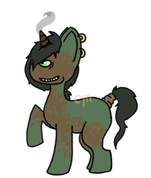 Size: 437x516 | Tagged: safe, artist:buy_some_babies, artist:shark_fighter, oc, oc only, blank flank, earring, smoke