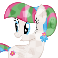 Size: 824x824 | Tagged: safe, artist:marenmity, artist:punzil504, blossomforth, crystal pony, pony, g4, alternate hairstyle, crystallized, female, get, grin, index get, looking back, palette swap, recolor, simple background, smiling, solo, transparent background, x0000 milestone