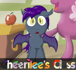 Size: 1235x1127 | Tagged: safe, artist:ultrathehedgetoaster, cheerilee, oc, bat pony, pony, g4, cheerilee's class, duo, fanfic, fanfic art