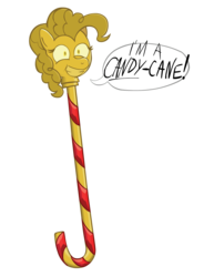 Size: 1423x1931 | Tagged: safe, artist:ultrathehedgetoaster, pinkie pie, g4, candy cane, dialogue, simple background, solo, transparent background, twilight scepter