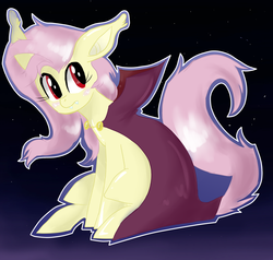 Size: 3000x2850 | Tagged: safe, artist:wafflemilu, fluttershy, g4, cape, clothes, female, flutterbat, high res, solo, stars