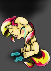 Size: 758x1055 | Tagged: safe, artist:sophthehedgie64, sunset shimmer, pony, unicorn, g4, crying, filly, filly sunset shimmer, sunsad shimmer, younger