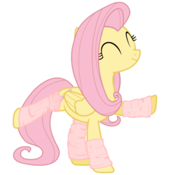 Size: 1402x1456 | Tagged: dead source, safe, artist:flare-chaser, fluttershy, pegasus, pony, g4, ^^, clothes, cute, dancing, extended trot pose, eyes closed, leg warmers, simple background, socks, solo, transparent background, vector