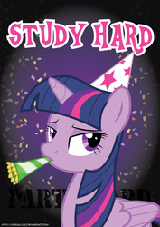 Size: 2000x2830 | Tagged: safe, artist:casualcolt, twilight sparkle, alicorn, pony, g4, female, hat, high res, mare, party hat, party horn, solo, study, twilight sparkle (alicorn)