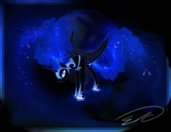 Size: 1528x1178 | Tagged: safe, artist:doekitty, nightmare moon, alicorn, pony, g4, ethereal mane, female, galaxy mane, galaxy tail, solo
