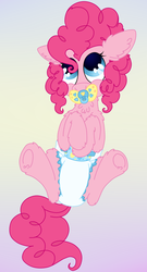 Size: 650x1200 | Tagged: safe, artist:plinkie_poi, pinkie pie, g4, diaper, female, non-baby in diaper, pacifier, poofy diaper, solo