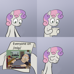 Size: 2000x2000 | Tagged: artist needed, safe, sweetie belle, g4, /mlp/, crying, exploitable meme, high res, male, meme, neckbeard, op is a duck, op is trying to start shit, south park, stereotype, sweetie's note meme