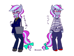 Size: 800x600 | Tagged: safe, artist:divided-s, oc, oc only, oc:queer-division, pony, semi-anthro, bipedal, casual, clothes, glasses, phone, pixiv, smartphone, solo