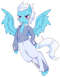 Size: 575x739 | Tagged: safe, artist:divided-s, fleetfoot, pegasus, pony, g4, clothes, female, pixiv, solo, warmup suit