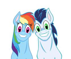 Size: 1094x908 | Tagged: safe, artist:im-not-sure-yet, rainbow dash, soarin', g4, female, male, ship:soarindash, shipping, smiling, straight