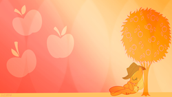 Size: 1920x1080 | Tagged: safe, artist:slb94, artist:teiptr, applejack, earth pony, pony, g4, apple tree, cutie mark, sleeping, solo, tree, vector, wallpaper