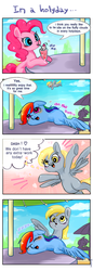 Size: 750x2172 | Tagged: safe, artist:mirululu, derpy hooves, pinkie pie, rainbow dash, pegasus, pony, g4, blushing, cherry, chubby cheeks, comic, cute, drinking, engrish, female, mare, sleeping, straw, zzz