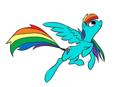 Size: 877x624 | Tagged: safe, rainbow dash, pegasus, pony, g4, female, flying, mare, simple background, solo, white background