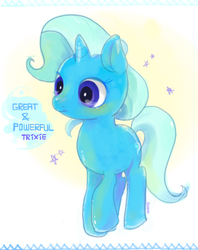 Size: 543x686 | Tagged: safe, artist:mirululu, trixie, pony, unicorn, g4, cute, female, frown, mare, raised hoof, simple background, solo, stars, white background