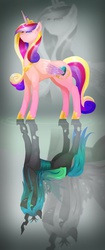 Size: 1714x4096 | Tagged: dead source, safe, artist:spaghettidolphin, queen chrysalis, alicorn, changeling, changeling queen, pony, g4, disguise, disguised changeling, fake cadance, female