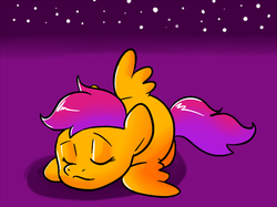 Size: 669x500 | Tagged: safe, artist:technicolor pie, scootaloo, g4, female, sleeping, solo