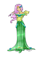 Size: 2480x3507 | Tagged: safe, artist:dalishtook, fluttershy, human, g4, clothes, dress, female, gala dress, high res, humanized, simple background, skinny, solo, thin, transparent background, winged humanization