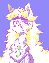 Size: 550x700 | Tagged: safe, artist:wafflemilu, pony, doodle, frown, jojo's bizarre adventure, long mane, looking at you, phantom blood, ponified, robert eo speedwagon, solo