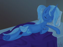 Size: 4000x3000 | Tagged: safe, artist:misterjuly, trixie, pony, unicorn, g4, female, mare, sleeping, solo, underhoof