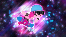 Size: 2560x1440 | Tagged: safe, artist:game-beatx14, artist:masem, pinkie pie, g4, female, skateboard, solo, wallpaper