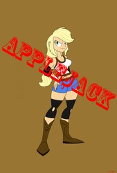 Size: 863x1280 | Tagged: safe, artist:mofetafrombrooklyn, applejack, equestria girls, g4, female, humanized, solo, wrestling