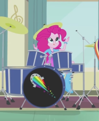 Size: 273x334 | Tagged: safe, screencap, pinkie pie, equestria girls, g4, my little pony equestria girls: rainbow rocks, drum kit, drums, musical instrument