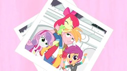 Size: 1920x1080 | Tagged: safe, screencap, apple bloom, big macintosh, scootaloo, sweetie belle, equestria girls, g4, my little pony equestria girls: rainbow rocks, boots, cutie mark crusaders, shoes