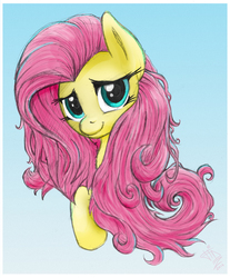 Size: 912x1100 | Tagged: safe, artist:fidzfox, fluttershy, g4, beautiful, cute, female, messy mane, shyabetes, simple background, smiling, solo