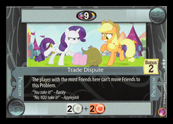 Size: 480x344 | Tagged: safe, applejack, rarity, dog, orthros, g4, ccg, enterplay, multiple heads, rock 'n rave, two heads