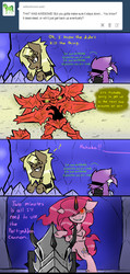 Size: 950x2000 | Tagged: safe, artist:ichibangravity, king sombra, pinkie pie, oc, ask king sombra pie, g4, monster, party cannon, rae mix, triste savoir, tumblr