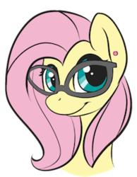 Size: 240x310 | Tagged: safe, artist:meggchan, fluttershy, g4, earring, female, glasses, solo