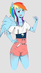 Size: 400x708 | Tagged: safe, artist:meowbox3, rainbow dash, anthro, g4, female, solo