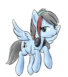 Size: 598x676 | Tagged: artist needed, safe, oc, oc only, pegasus, pony, headphones, mistral grace, solo