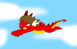 Size: 1024x654 | Tagged: safe, artist:mrcakedragonman, oc, oc only, dragon, flying, solo