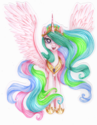 Size: 2791x3609 | Tagged: safe, artist:vird-gi, princess celestia, g4, female, high res, solo, traditional art