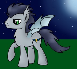 Size: 1710x1536 | Tagged: safe, soarin', bat pony, pony, g4, male, race swap, raised hoof, solo