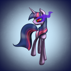 Size: 800x800 | Tagged: safe, artist:t3zz, twilight sparkle, g4, dark magic, female, magic, slit pupils, solo, sombra eyes