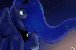 Size: 3000x2000 | Tagged: dead source, safe, artist:kmitangol, princess luna, alicorn, pony, g4, female, high res, mare, raised hoof, solo, stars