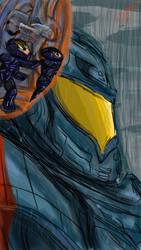 Size: 540x960 | Tagged: safe, artist:chiimich, drivesuit, gipsy danger, mako mori, mech, pacific rim, ponified, raleigh beckett