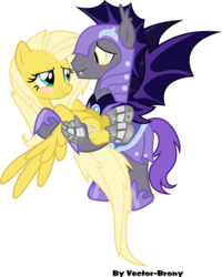 Size: 2496x3118 | Tagged: safe, artist:vector-brony, oc, oc only, oc:psychoshy, oc:stygius, bat pony, pegasus, pony, fallout equestria, fallout equestria: project horizons, duo, fallout, high res, pegasus oc, power hoof, simple background, transparent background, wings