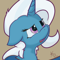 Size: 3000x3000 | Tagged: safe, artist:solipsus, trixie, pony, unicorn, g4, female, floppy ears, high res, mare, portrait, simple background, solo