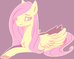 Size: 1583x1261 | Tagged: safe, artist:marshmellowcannibal, fluttershy, g4, female, lying, simple background, solo