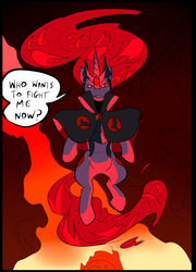 Size: 696x965 | Tagged: safe, artist:metal-kitty, oc, oc only, oc:red harvest, pony, unicorn, comic:mlp project, comic, dark crown, hora umbrae, solo